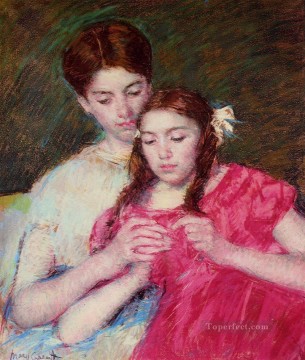  Lesson Painting - The Chrochet Lesson mothers children Mary Cassatt
